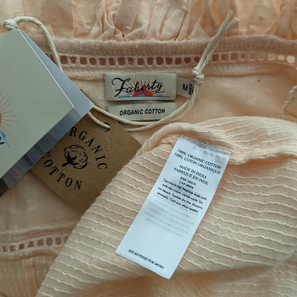 Faherty Willa Button Front 100% Organic Cotton Long Sleeve Vanilla Cream M NWT - Picture 15 of 16
